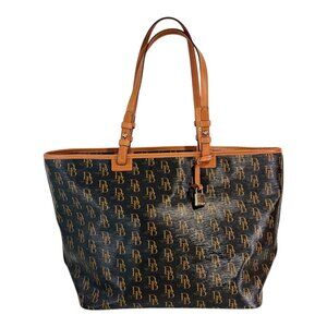 Dooney and Bourke 1975 Black & Tan Logo Tote Bag